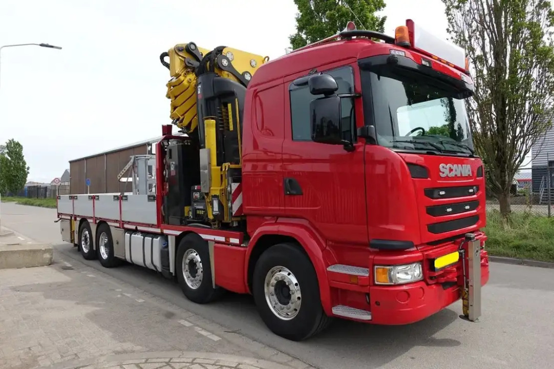 Scania G 450 8X2 EURO 6 / HIAB X-HIPRO 1058E-8 + FLY JIB KRAAN / LOW KM / 105 T/M KRAAN / LIER / WINCH / FRONT STAMP / HOLLAND TRUCK / NEW CONDITION !!!